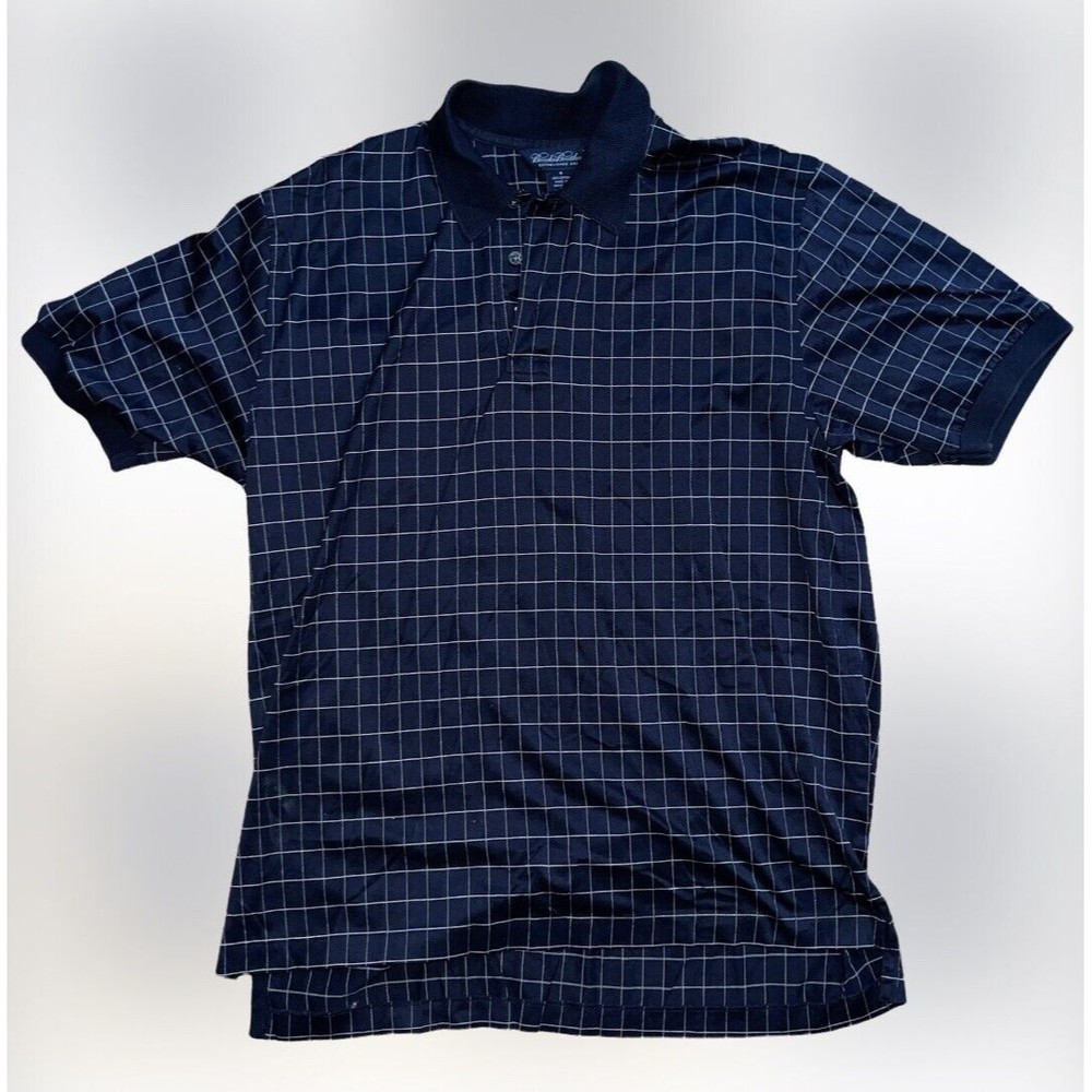 Pre Owned Brooks Brothers Navy Blue With Stripes Short Sleeves Shirt. Size M